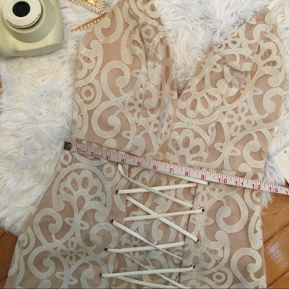 White Lace Up Bodycon Dress - Picture 3 of 7